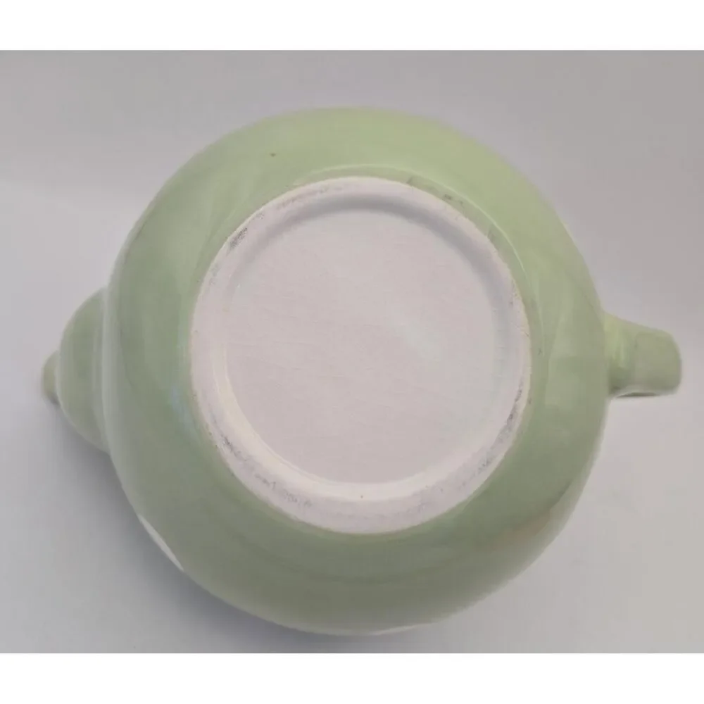 Mint Green Teapot With Lid  And White‎ Polkadots Durable Stoneware Ceramic